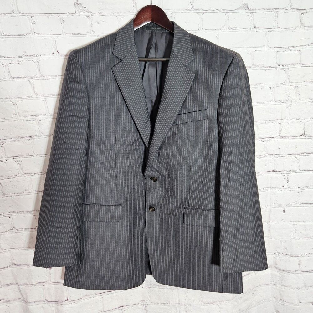 Lauren Ralph Lauren Men's Gray Pinstripe Wool 2-Button Suit Jacket Size 42R